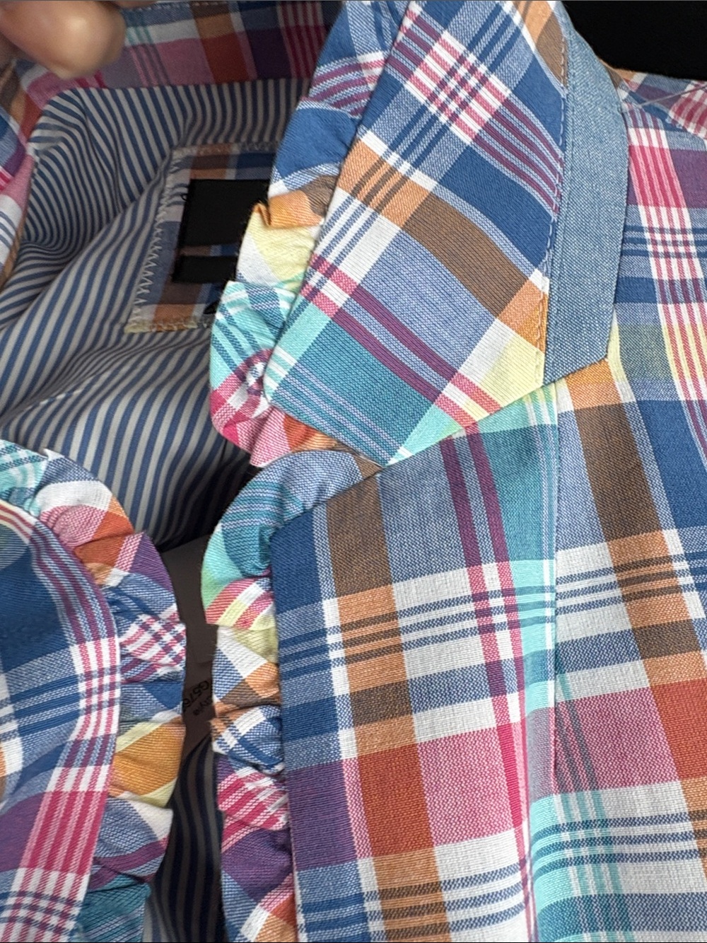 J Crew NWT Regent Blazer Womens Multicolor Madras Plaid Ruffle Trim Jacket - Picture 7 of 11